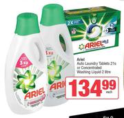 Ariel Auto Laundry Tablets 21s Or Concentrated Washing Liquid 2L-Each