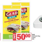 Glad Sandwich Bag Zipper-For 2 x 20s