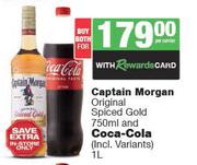 Captain Morgan Original Spiced Gold 750ml & Coca Cola 1L-Both For