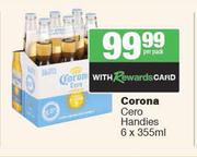Corona Cero Handies-6 x 355ml Per Pack