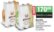 Bernini Amber, Blush Or Classic Sparkling Spritzer Handies-For 2 x 6 x 275ml