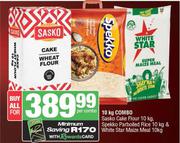 Sasko Cake Flour 10Kg, Spekko Parboiled Rice 10Kg & White Star Maize Meal 10Kg-Per Combo