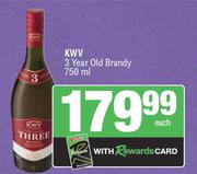 KWV 3 Year Old Brandy-750ml Each