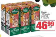 Rhodes 100% Juice Assorted-6 x 200ml Each
