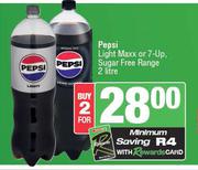 Pepsi Light Maxx Or 7 Up, Sugar Free Range-For 2 x 2L