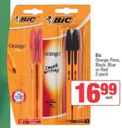 Bic Orange Pens, Black, Blue Or Red 2 Pack-Each