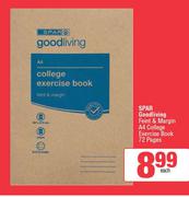 Spar Good Living Feint & Margin A4 College Exercise Book 72 Pages-Each