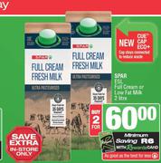 Spar ESL Full Cream Or Low Fat Milk-For 2 x 2L