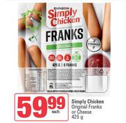Rainbow Simply Chicken Original Franks Or Cheese-425g 