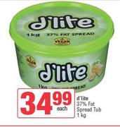 D'Lite 37% Fat Spread Tub-1Kg Each