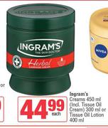 Ingram's Creams 450ml Or Tissue Oil Cream 300ml Or Tissue Oil Lotion 400ml-Each