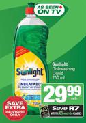 Sunlight Dishwashing Liquid-750ml Each