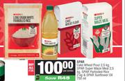 Spar Cake Wheat Flour 2.5Kg,Super Maize Meal 2.5Kg,Parboiled Rice 2Kg & Sunflower Oil 750ml-For All