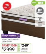 Sleepmasters Seattle Euro Top Bed Set 152cm (Queen)