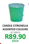 Candle Citronella Assorted Colours-Each