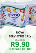 Nova Serviettes 1 Ply-Per 100 Pack