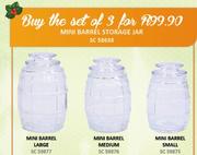 Mini Barrel Storage Jar Set of 3