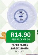 Paper Plates Large 230MM-Per 50 Pack