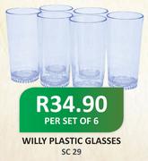 Willy Plastic Glasses-Per Set Of 6