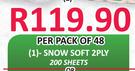 Snow Soft 2 Ply (200 Sheets)-Per pack of 48