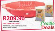 X1 New Clam(Assorted Colours) And X2 Kiddies Play Sand Combo-Per Combo
