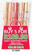Kraft Wrapping Paper 70cm x 5m-Each