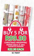 Christmas Wrapping Paper 50cm x 10m-Each