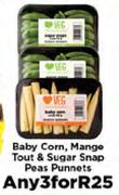 Baby Corn,Mango Tout & Sugar Snap Peas Punnets-For 3