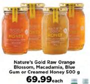Nature's Gold Raw orange Blossom, Macadamia, Blue Gum Or Creamed Honey 500g-Each