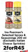 Ina Paarman's Selected Spices & Seasonings (Excliudes Italian Cheese Sprinkle)-2x200ml