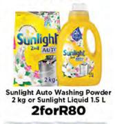 Sunlight Auto Washing Powder 2kg Or Sunlight Liquid 1.5L-For 2