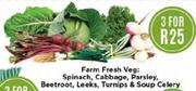 Farm Fresh Veg Spinach,Cabbage,Parsley,Beetroot,Leeks,Turnips & Soup Celery-For 3