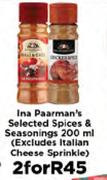 Ina Paarman's Selected Spices & Seasonings 200ml(Excludes Itallian Cheese Sprinkle)-For 2 