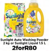 Sunlight Auto Washing Powder 2Kg Or Sunlight Liquid 1.5L-For 2