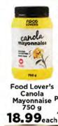 Food Lover's Canola Mayonnaise 750g-Each