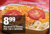 Macaroni & Cheese Per 100g Serving