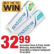 Sensodyne Clean & Fresh,Gentle Whitening,Herbal Multi Care Fresh Mint Or Original Toothpaste-75ml Ea