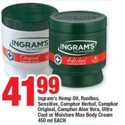 Ingram's Hemp Oil,Rooibos,Sensitive,Camphor Herbal,Camphor Original,Camphor Aloe Vera-450ml Each