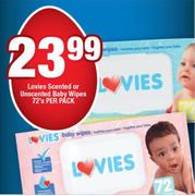 Lovies Scented Or Unscented Baby Wipes 72's-Per Pack