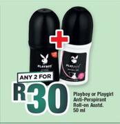 Playboy Or Playgirl Anti Perspirant Roll On Assorted-For 2 x 50ml