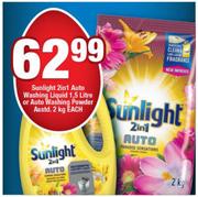 Sunlight 2 In 1 Auto Washing Liquid 1.5 Litre Or Auto Washing Powder Assorted 2kg-Each