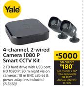 Yale 4 Channel, 2 Wired Camera 1080p Smart CCTV Kit