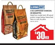 Living Out 4Kg Lumpwood Charcoal Or Briquettes-Each