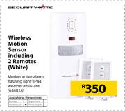 Security Mate Wireless Motion Sensor Including 2 Remotes White