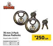 Mackie 70mm 2 Pack Discus Padlocks-Per Pack