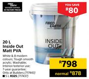 Fired Earth 20Ltr Inside Out Matt PVA