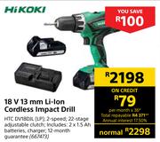 Hikoki 18V 13mm Li-Ion Cordless Impact Drill HTCDV18DJL(LP)