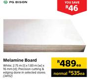 PG Bison Melamine Board (White)-2.75m(l) x 1.83m(w) x 16mm(d) Each