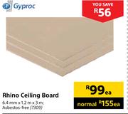 Gyproc Rhino Ceiling Board-6.4mm X 1.2m x 3m-Each