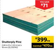 Shutterply Pine-2.44m(l) x 1.22m(w) x 18mm(d) Each